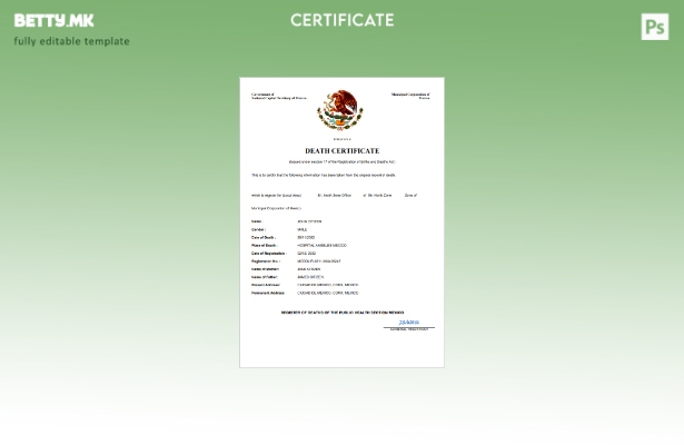 модерен стил Мексико витален запис за смртен шаблон Word и PDF шаблон